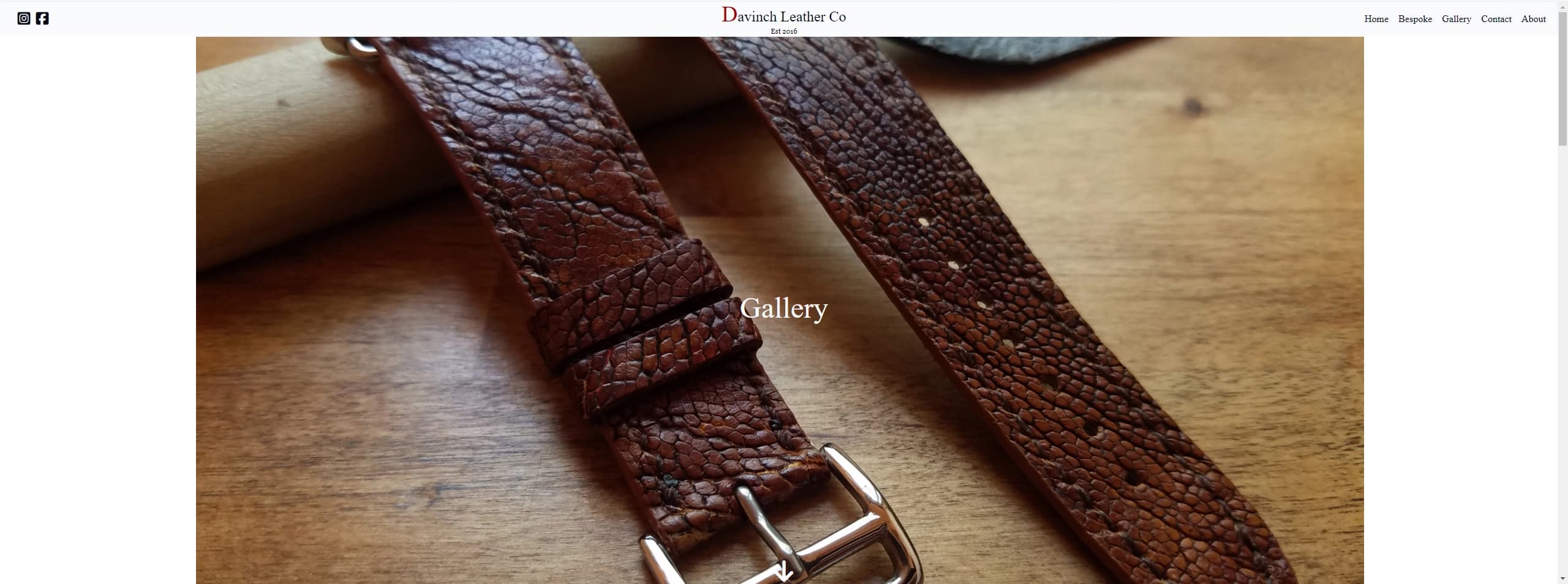 screenshot of Davinch Leather Website