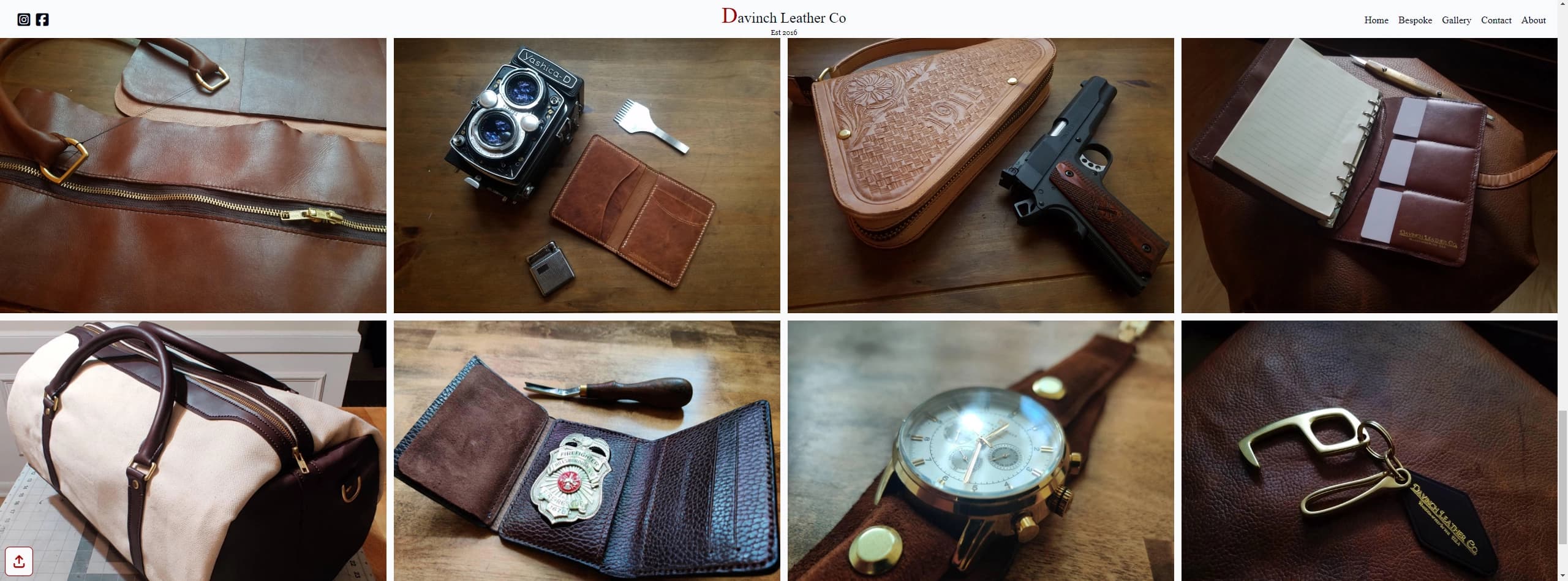 screenshot of Davinch Leather Website