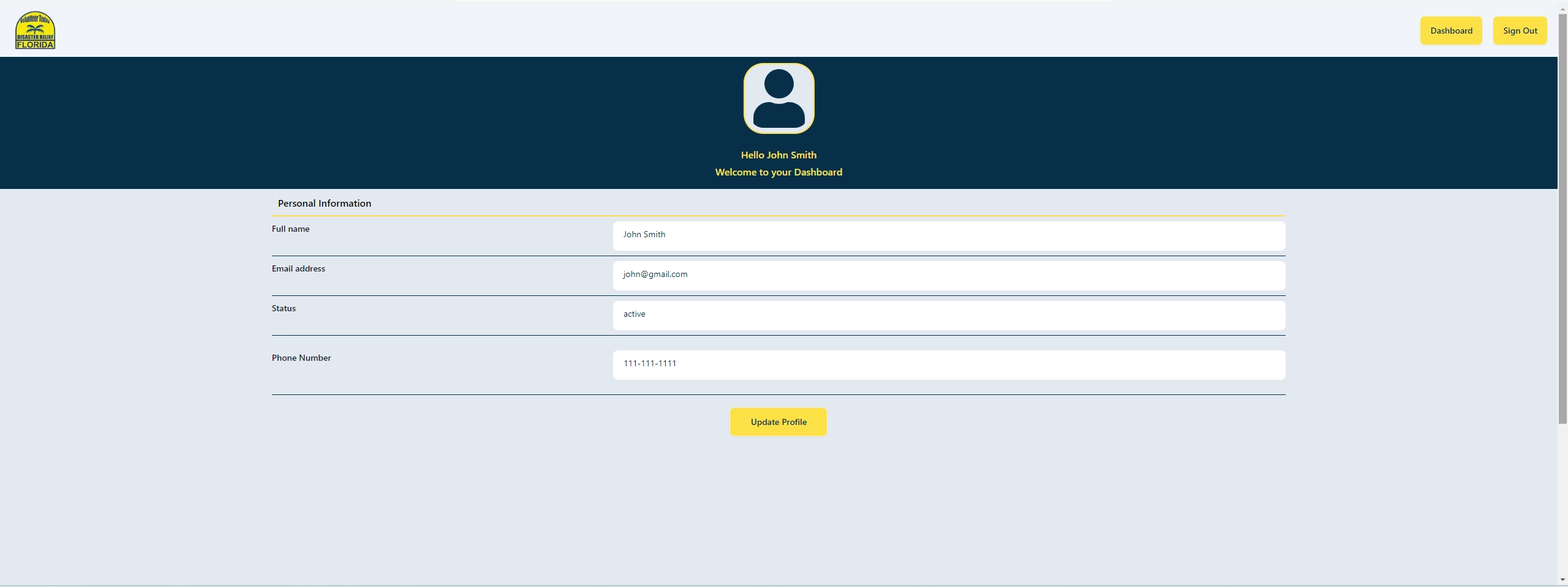 screenshot of Relief Web App